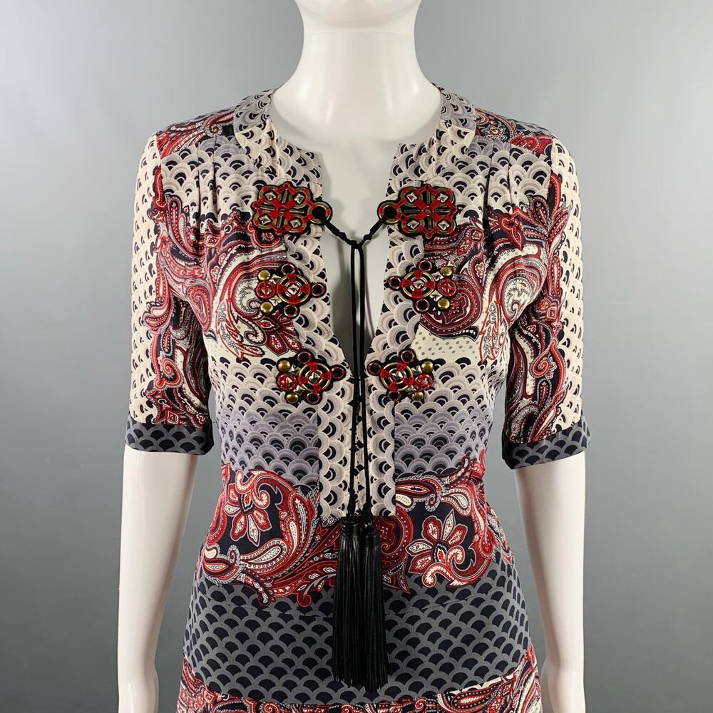GUCCI Size 4 Multi Color Silk Chinoiserie Pleated Dress - Picture 2 of 8
